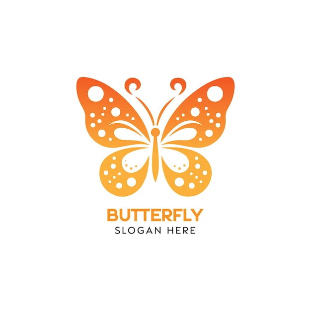 Elegant vlindericoonontwerp voor een merklogo in warme oranje tinten
