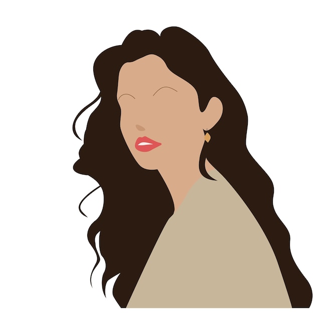 Elegant vrouwelijk portret platte illustratie