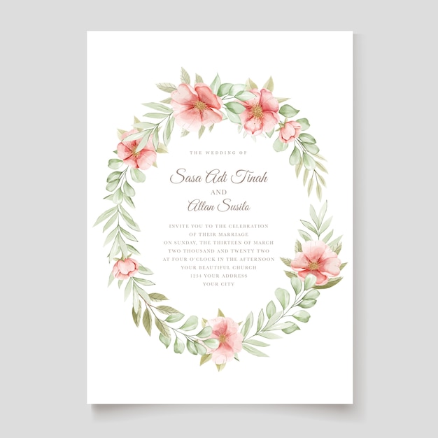 エレガントな水彩犬のバラの花の結婚式の招待カード