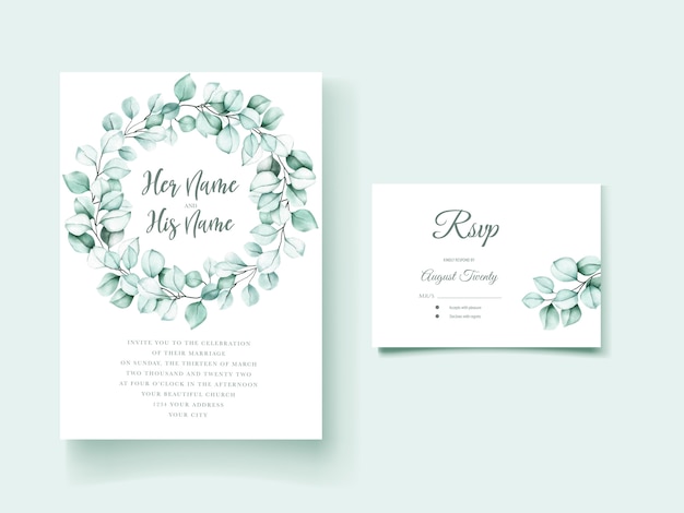 Elegant watercolor eucalyptus invitation card