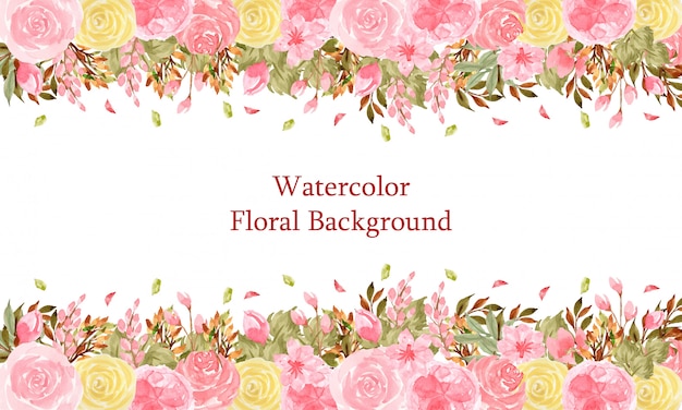 Elegant watercolor floral background with gorgeous pink and yellow flowers