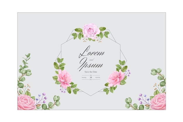 Elegant Watercolor Floral Frame Design for Wedding Invitation