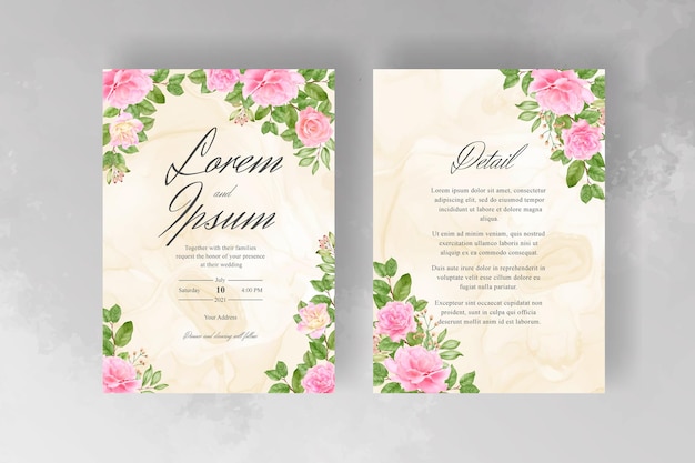 Elegant Watercolor Floral Frame Wedding Invitation Template