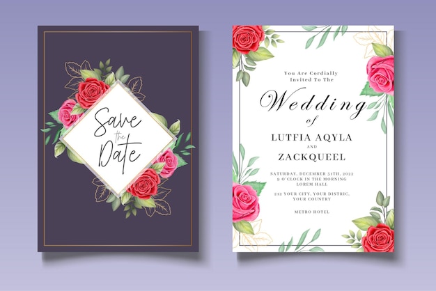 Elegant Watercolor Floral Invitation Card Set