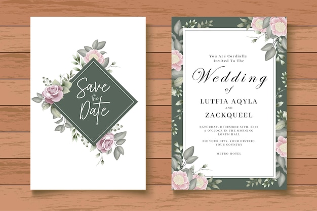 Elegant watercolor floral invitation card set