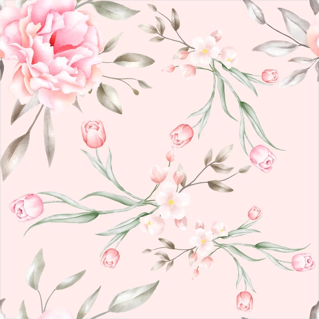 Elegant watercolor floral seamless pattern