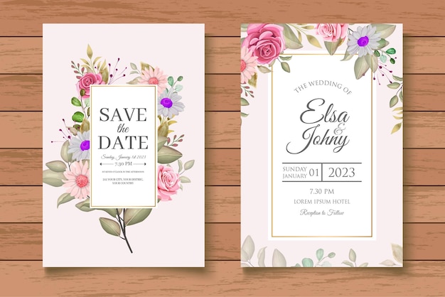 Elegant Watercolor Floral Wedding Card Set