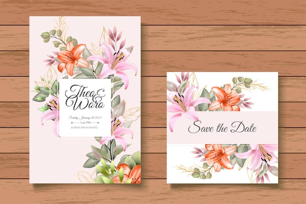 Elegant watercolor floral wedding card set