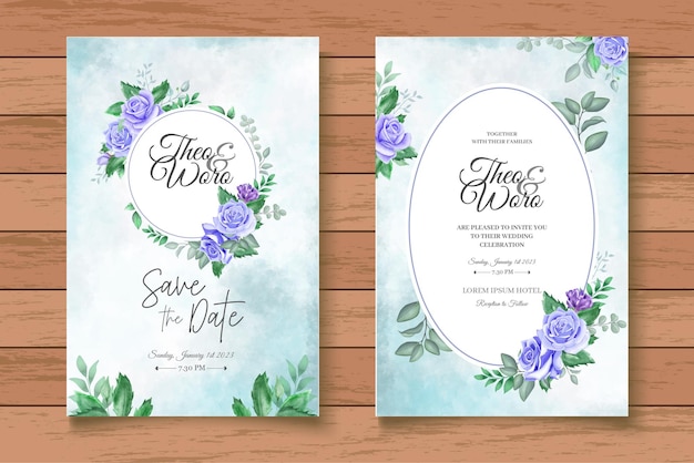 Elegant watercolor floral wedding card set