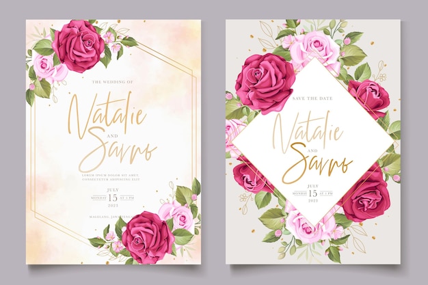 elegant watercolor floral wedding invitation card set