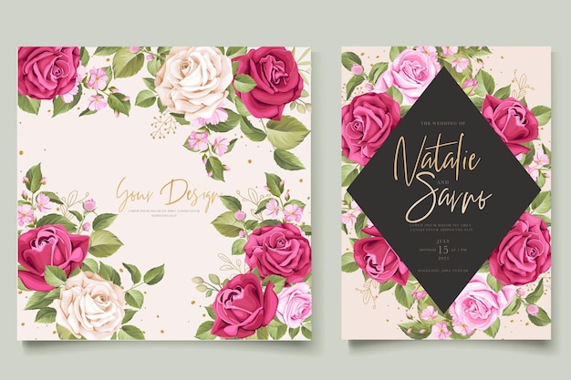 Elegant watercolor floral wedding invitation card set