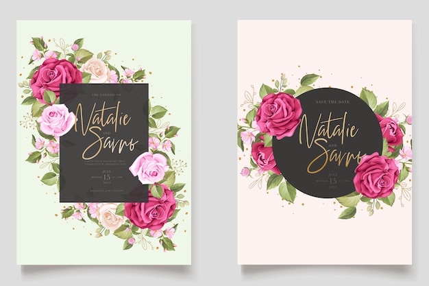 エレガントな水彩画の花の結婚式の招待カードセット