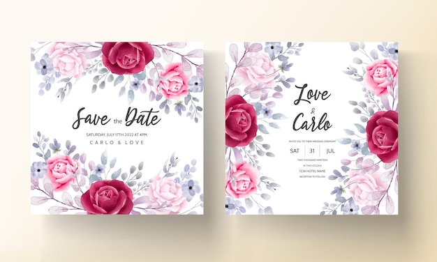 Elegant watercolor floral wedding invitation card