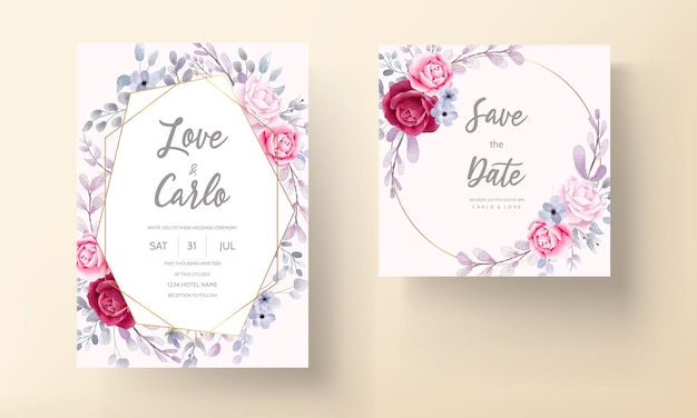 Elegant watercolor floral wedding invitation card