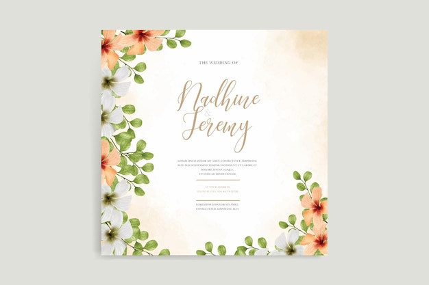 Elegant watercolor floral wreath card