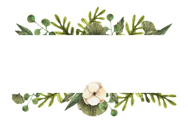 Elegant watercolor flower composition border.