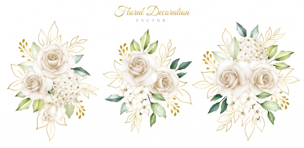 Vector elegant watercolor flowers arrangements