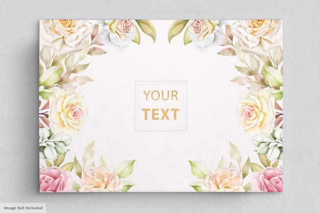 elegant watercolor flowers with beautiful leaves invitation card