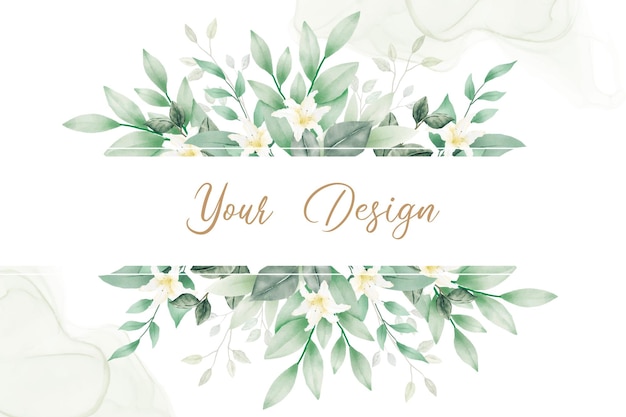 Vector elegant watercolor green leaves background