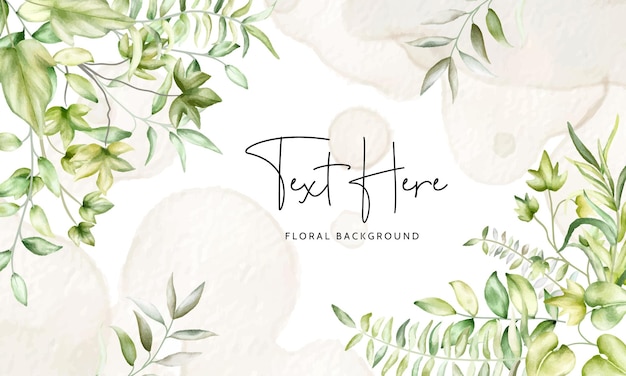 elegant watercolor greenery leaves floral background