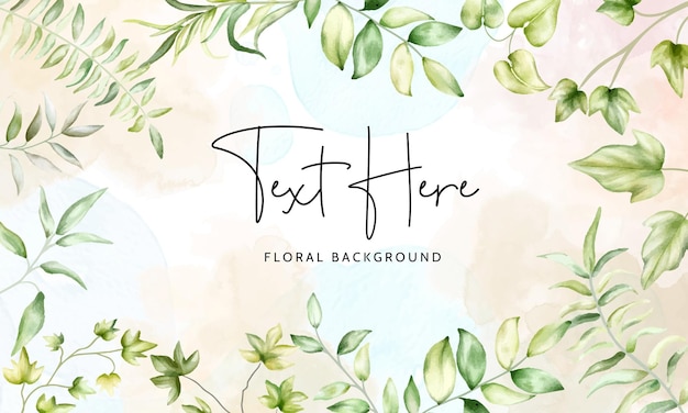 Elegant watercolor greenery leaves floral background