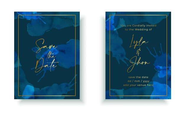 Vector elegant watercolor wedding card invitation template design