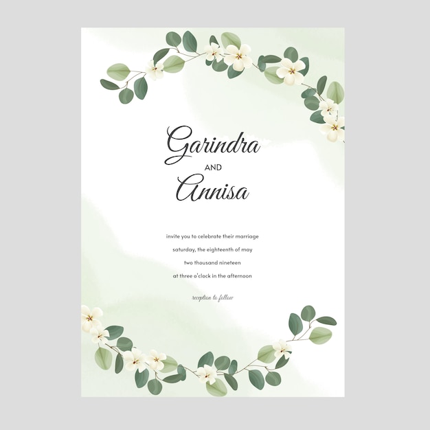 Elegant watercolor wedding invitation card template design