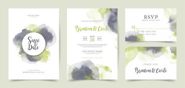 Elegant watercolor wedding invitation card template