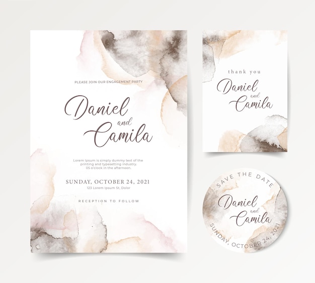 Elegant watercolor wedding invitation card template