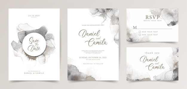 Elegant watercolor wedding invitation card template