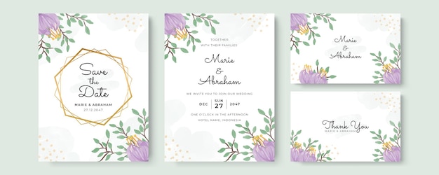 Elegant watercolor wedding invitation card.
