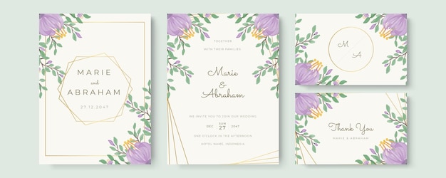 Elegant watercolor wedding invitation card.