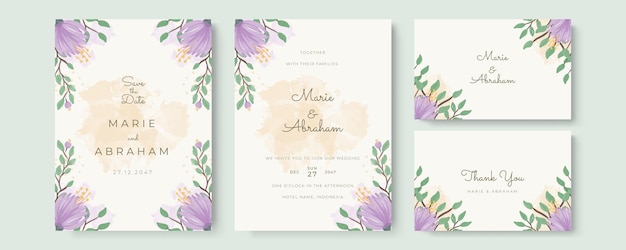 Elegant watercolor wedding invitation card.