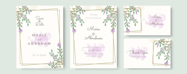 Elegant watercolor wedding invitation card.