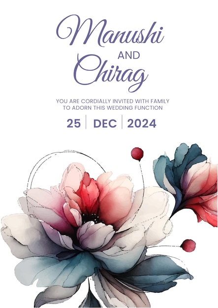 Elegant Watercolor Wedding Invitation Design