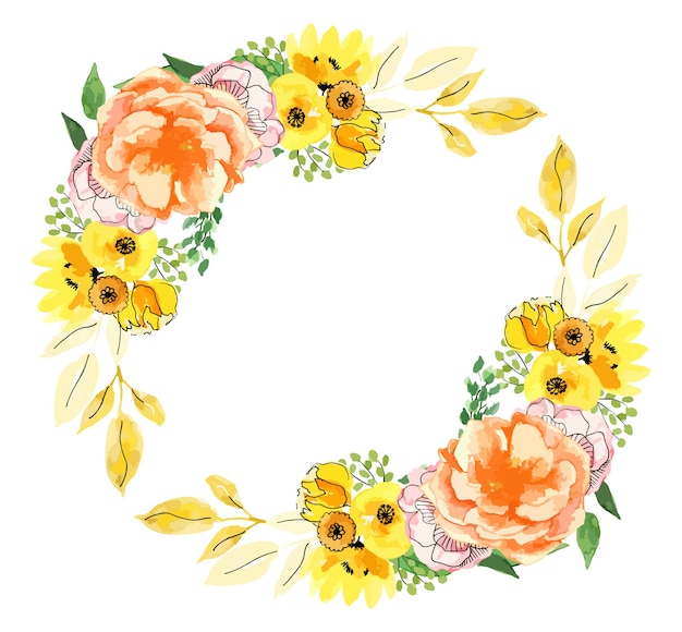 Elegant watercolor yellow floral  illustration