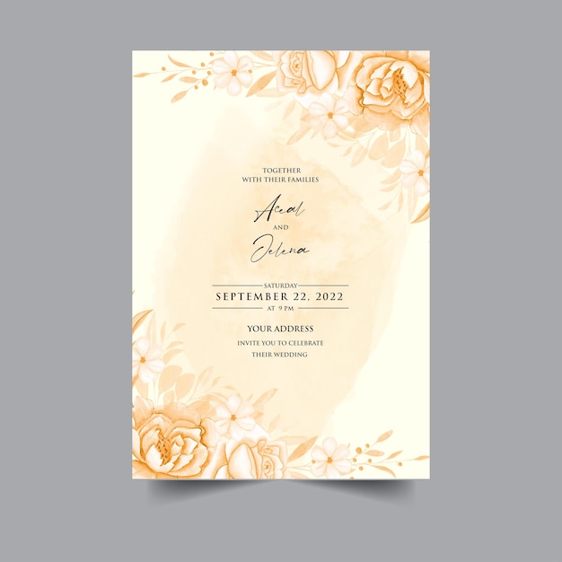 Elegant waterverf kersenbloesem bruiloftsuitnodiging sjabloon met vector