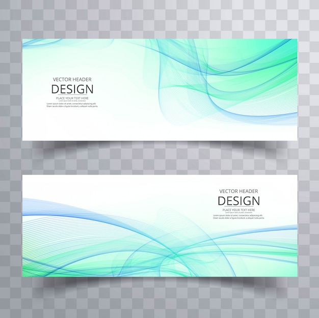 Elegant wavy banners set vector design