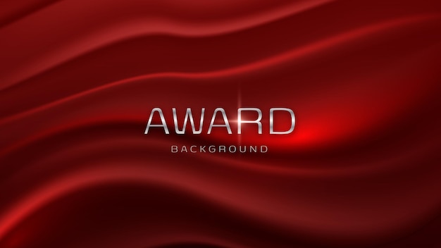 Elegant wavy red silk fabric award background