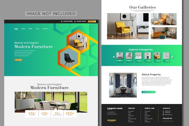 Elegant website design template for business furniture premium vector design