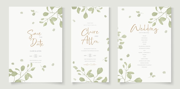 Elegant wedding card design with leaf ornament