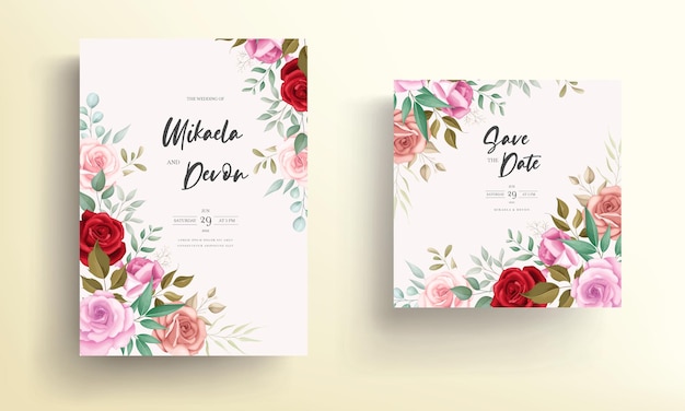 Elegant wedding card floral design