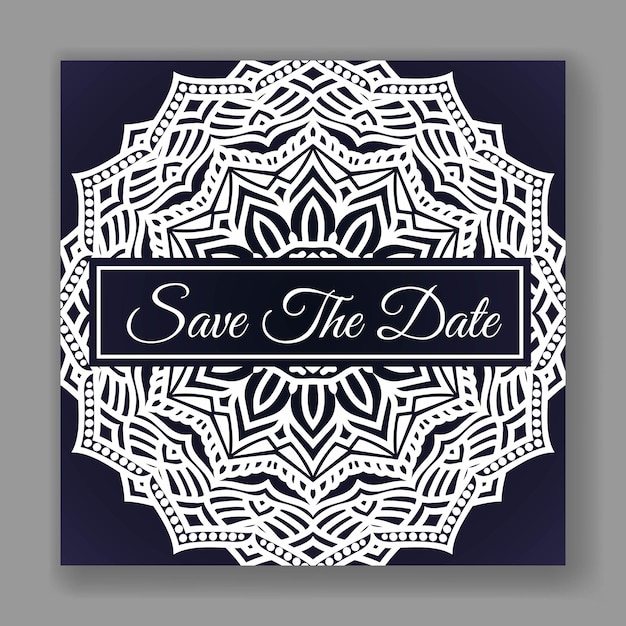 Elegant wedding card invitation with mandala template