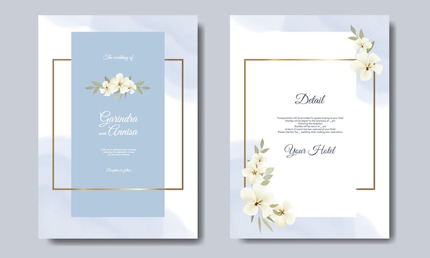 Elegant wedding card with beautiful floral and leaves template