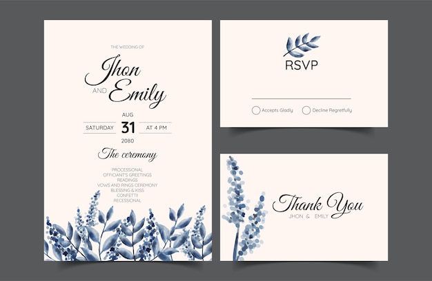 Elegant wedding invitation card leaves