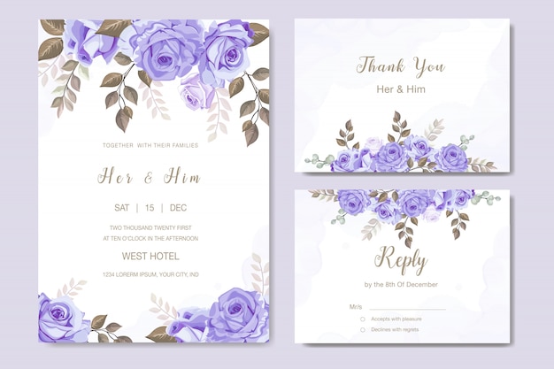 Elegant wedding invitation card set template