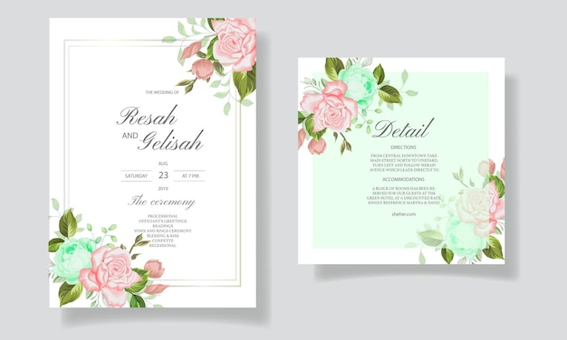 Modello di set di carte invito matrimonio elegante