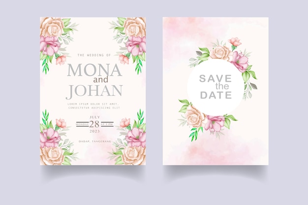 Elegant wedding invitation card set template