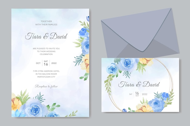 Elegant wedding invitation card theme with floral watercolor