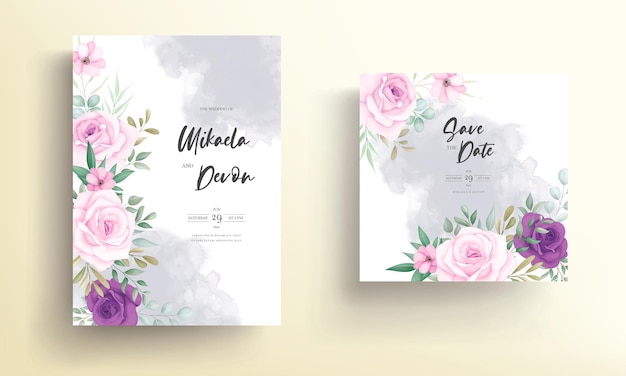 Carta di invito matrimonio elegante con bellissime decorazioni floreali